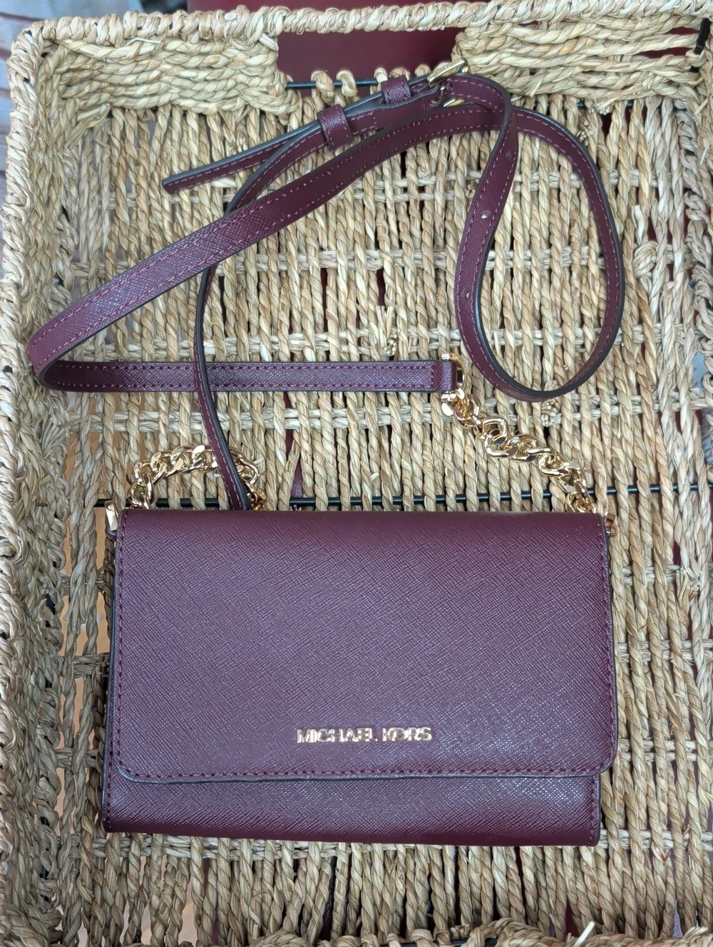 MICHAEL KORS Women's Crossbody Wallet - Burgundy